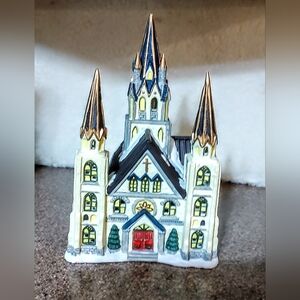 Dickins Collectable Victorian Porcelain 1998 Church Figurine with Gold Accents